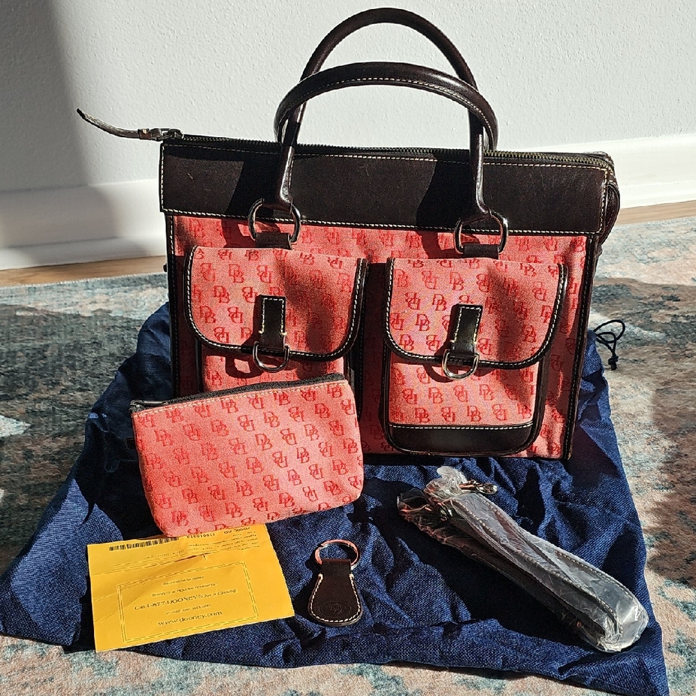 Like New! Vintage Dooney & Burke Red And Brown Satchel Set